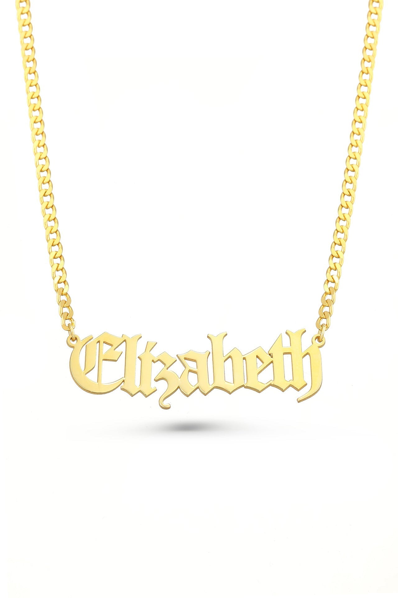 Custom Gothic Name Necklace with Bold Chain