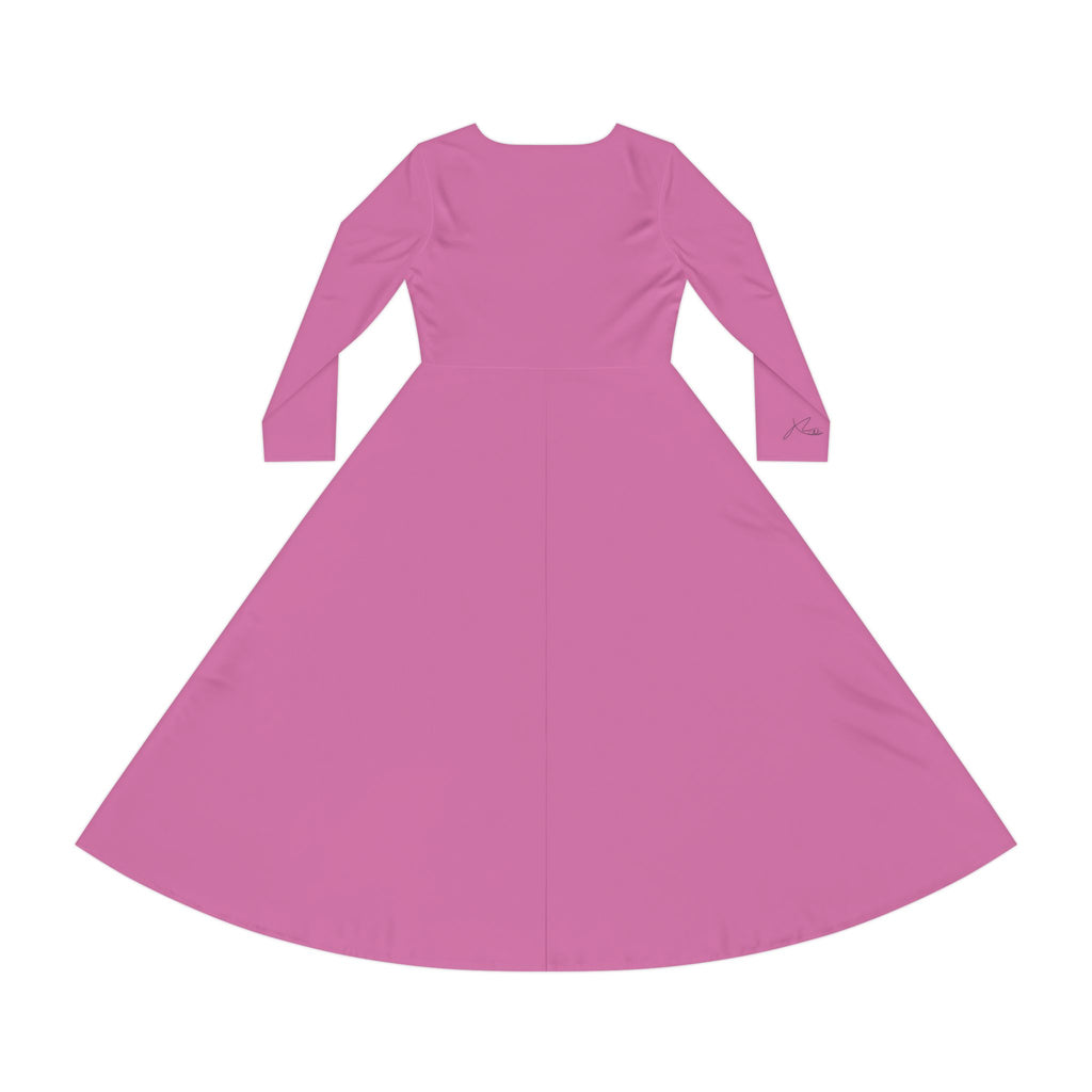 Pink Long Sleeve Dance Dress for Women – Perfect for Performances and Special Occasions