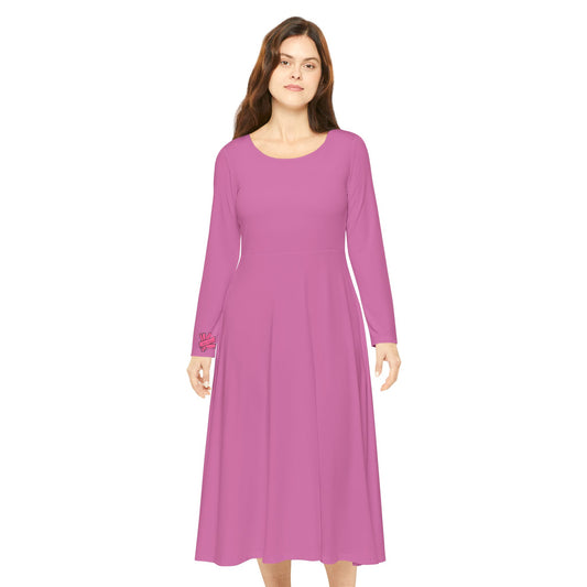 Pink Long Sleeve Dance Dress for Women – Perfect for Performances and Special Occasions