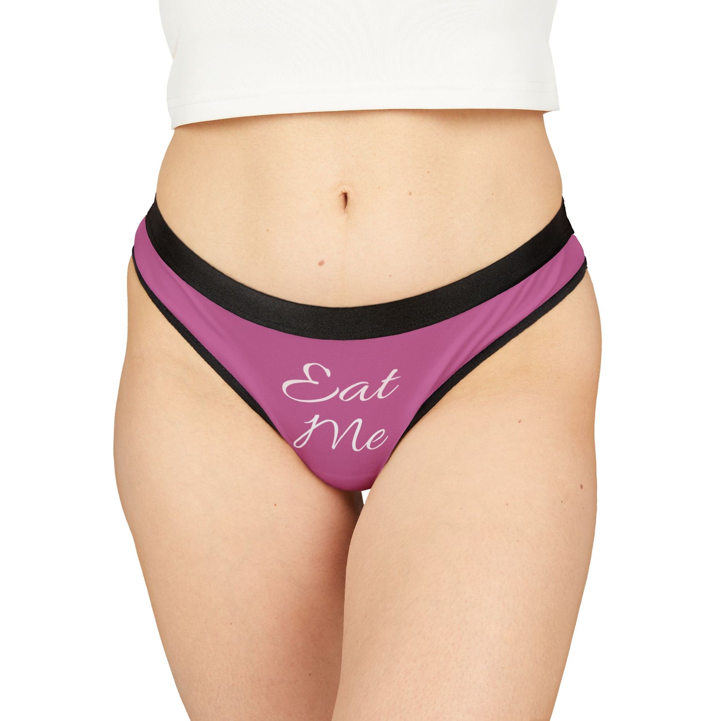 Flirty 'Eat Me' Women's Thongs - Playful Lingerie for Bold Confidence