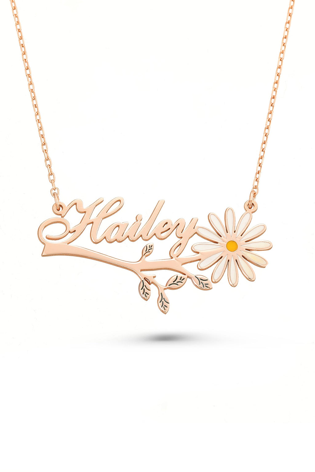 Daisy-Themed Silver Name Necklace