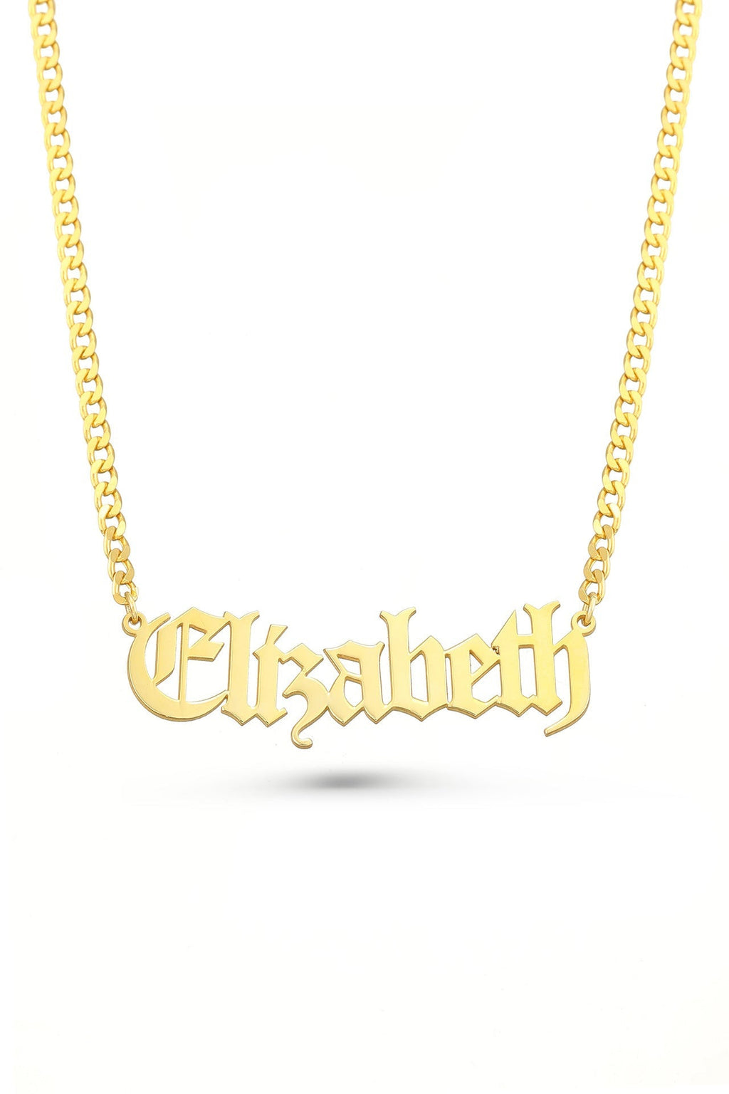 Custom Gothic Name Necklace with Bold Chain