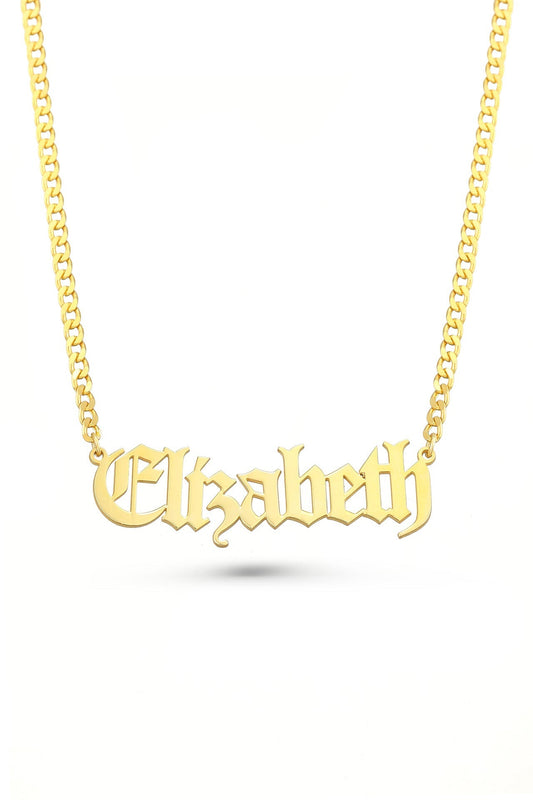 Custom Gothic Name Necklace with Bold Chain