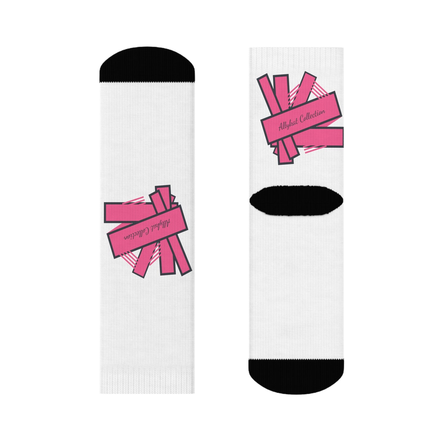 Stylish Crew Socks with Pink Ribbon Design - Perfect for Gifting & Everyday Use